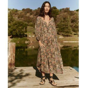 COPY - The Great The Shoreline Cover-Up Buttondown Midi Dress Cotton Floral S